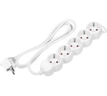 Pagarinātājs 5gang 2P+Z (Schuko), 3m H05VV-F 3x1.5mm2, Imax=16A, plakana kontaktdakša, balts