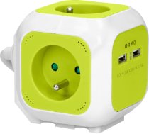 4x USB pagarinātājs ar lādētāju 2xUSB 1,4 m laima zaļš