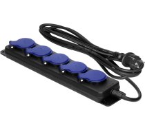IP44 pret šļakatām aizsargāts pagarinātājs darbnīcai, 5 kontaktligzdas 2P+Z IP44, gumijas kabelis, H05RR-F 3x1,5 mm, garums 3 m?