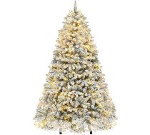YITAHOME 230 cm mākslīgā Ziemassvētku eglīte ar sniegu un 550 silti baltām LED lampiņām, 1346 galotnēm, reālistiska priede ar vieglu saliekamo un metāla statīvu, ātra montāža mājai