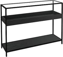 HOMCOM konsoles galds, priekšnama galds ar 2 plauktiem, rūdīta stikla virsma, 100 x 30 x 78 cm, sānu galds, dīvāna galds, priekšnamam, mazai istabai, ieejai, viesistabai, melns