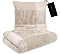 Bugatti 2-in-1 gultasveļa 135 x 200 cm - 100% kokvilnas satīna un flaneles kombinētā gultasveļa, ar rāvējslēdzēju, mīksta, mīksta un mazgājama, segas pārvalks, bēšs, rūtains, rūtains