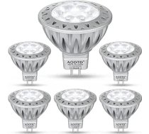 AGOTD GU5.3 LED starmešu spuldzes, alumīnija MR16 LED 7 W 2700 K silti balta 12 V spuldze, aizstāj parastās 50 W atstarojošās spuldzes, LED starmešu spuldze, 38° staru leņķis, 6 gab. komplektā