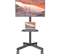 TV grīdas statīvs, TV statīvs, pārvietojams, 23-60 collu plazmas/LCD/LED televizoriem, portatīvs ar plauktu portatīvajam datoram, regulējams augstums, pārvietojams TV statīvs, TV statīvs līdz 40 kg, maks. VESA 400 x 400 mm