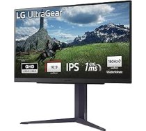 LG Electronics 27GS85QX-B.AEU UltraGear™ QHD Gaming IPS 27 collu (68,4 cm), 2560 x 1440, 16:9, 1 ms GtG, 180 Hz, HDR10, 400 cd/m² spilgtums (tipisks), saderīgs ar NVIDIA G-Sync, AMD FreeSync -
