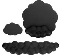 PATIKIL Cloud Keyboard Wrist Rest Set Memory Foam Wrist Pad Support Ergonomisks spēļu peles paklājs ar paliktni mājas birojam, datoram, portatīvajam datoram, melns