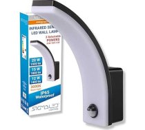 Sigmaled apgaismojums, LED āra sienas lampas ar kustības sensoru (var izslēgt), IP65 ūdensnecaurlaidīgas, 3 izvēles jaudas, 20W-2300lm, 15W-1800lm, 12W-1400lm, 3000K siltā baltā krāsā, melna sienas lampa ārā