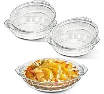 4 stikla kūku veidņu komplekts ar rokturi, 20 cm apaļas cepšanas formas, pīrāgu veidnes, trauki, cepeškrāsns izturīgas stikla cepšanas formas pīrāgiem, kūkām, kūkām, uzkodām, salātiem, desertiem, kūku pīrāgiem.