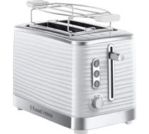 Russell Hobbs Inspire White 24370-56 grauzdētava, spīdīga plastmasa, pacelšanas un skatīšanās funkcija, līdz 6 regulējamiem grauzdēšanas līmeņiem, īpaši plašas grauzdēšanas atveres, maizes rullīšu piederums, balta krāsā