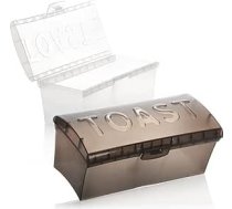 com-four® 2 x grauzdiņu maizes kaste - pārtikas uzglabāšanas konteiners grauzdiņiem, maizes klaipiem un rullīšiem - maizes kaste - pārtikas uzglabāšanas kaste - caurspīdīga plastmasas grauzdiņu kaste (2 gab. - balta/pelēka)
