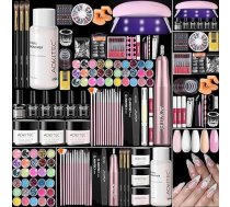 Aokitec Make Your Own Nails Set, Adventes kalendārs 2025, nagu komplekts, želejas nagu sākumkomplekts, akrila nagu sākumkomplekts, želejas nagu laka UV ar akrila pulveri, akrila šķidro nagu griezējs, UV lampa, nagu māksla