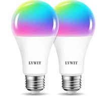 Smart Wifi Led Birne Geführte Birne 12W RGB A70 Bunte Fernsteuerungslampe Bluetooth Glühbirne E27 1521LM via App Dimmbar, kompatibel mit Google Assistant und Amazon alexa Echo und Echo Dot, 2pack