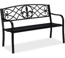 Relaxdays Dārza sols Fleur de Lis dizains 2 sēdvietas Tērauda dārza un terases mēbeles H 86 x W 127 x D 60 cm melns