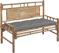vidaXL Dārza soliņš ar spilvenu atzveltni Soliņš Park Soliņš Dārza mēbeles Bambusa soliņš Terases soliņš Balkona soliņš Āra soliņš 120 cm Bambuss