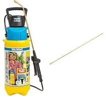 Gloria spiediena smidzinātāja AutoPump komplekts, dārza smidzinātājs, 5 l ietilpība, smidzinātājs ar akumulatoru/akumulatoru un 110 tipa misiņa pagarinātāju, 1 m garums, 0,9 cm diametrs
