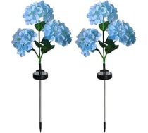 2er-Pack Solar-Gartenleuchten, 3-flammige Bunte Hortensienlampen für die Außendekoration, Lila