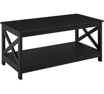 Yaheetech kafijas galdiņš ar X-veida rāmi, dīvāna galdiņš ar daudz vietas glabāšanai, kafijas galdiņš ar plauktu, sānu galds, 100 cm garums × 50 cm platums × 45 cm augstums, melns