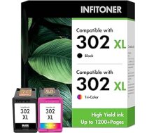 302 302XL XL kasetnes, kas ir saderīgas ar HP 302 printeru kasetnēm 302XL, kas paredzētas HP Envy 4525 4520 4510 Deskjet 3630 3639 3636 Officejet 3831 5230 3830 5220 3833 Multipack (melna, krāsaina)