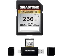 GIGASTONE 256GB SDXC atmiņas karte ar USB C tipa karšu lasītāju, 4K Camera Pro, līdz 100MB/S, digitālajām kamerām Canon Sony Nikon Olympus, A1 UHS-I U3 V30 Class 10, 4K UHD video ieraksts