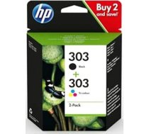 Oriģinālais HP 303 kombinētais komplekts: 1x melns, 1x krāsains HP ENVY Photo 6200, 6230, 7100 daudzfunkcionālajam printerim ar automātisko dokumentu padevēju