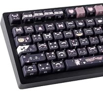 PBT taustiņu vāciņi 142 taustiņi Mīļie taustiņu vāciņi Dye Sublimation Black Cat Keycap Mao Profile Custom Keycap for Cherry Gateron MX Swithes Mechanical Keyboards