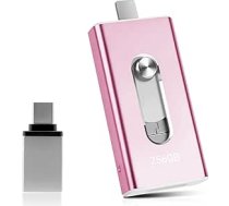 USB zibatmiņas karte 256 GB tālrunim, 4-in-1 atmiņas karte iPhone/iPad/Android/PC, USB 3.0 atmiņas karte, ātrgaitas zibatmiņas disks, ātrdarbīga foto zibatmiņas karte, fotoattēlu dublēšana, fotoattēlu video, rozā krāsā