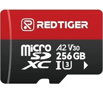 REDTIGER ātrgaitas 256 GB Micro SD karte ar adapteri, microSDXC UHS-I Class 10, U3, V30 A1, atbalsta Dash Cam un 4K video ierakstīšanu