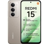 XIAOMI Redmi 15 5G, viedtālrunis 8+256GB, 6,9 collu FHD+ DotDisplay 144Hz, Snapdragon 6s Gen 3, 6 nm process, Octa-Core CPU, 50MP galvenā kamera, 7000mAh, titāna krāsā