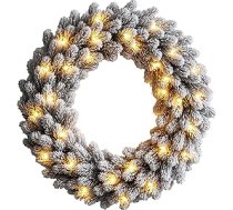 Durvju vainags Ziemassvētki - 60 cm mākslīgais Ziemassvētku vainags durvīm - radošs Adventes vainags ar gaismiņām, priekšējo durvju rotājums, Ziemassvētku rotājums ar sniega strūklu