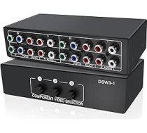 XMSJSIY Component AV Audio Switch 3 in 1 Out Composite 5 RCA YPbPr RGB Selector Switch AV Splitter Converter Box 3-Way Hub 1080P Audio Video Switch for Xbox 360 Wii PS2 PS3 DVD VCD EVD HDVD