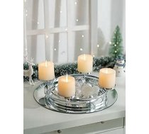 Romadedi Adventes vainags Moderns apaļš metāls: Adventa vainags Sudraba rāmis Diametrs 30 cm 4 stabu svecēm Diametrs 8 cm - skandināvu Adventa kompozīcija Minimālistisks galda noformējums.