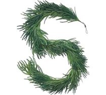 Ziemassvētku vainags - reālistisks egļu vainags, mākslīgie priežu zari, 180 cm zaļš, Norfolkas Ziemassvētku vainags, lieliski piemērots Ziemassvētku rotājumiem iekštelpās un ārā, kāpņu margām un durvīm