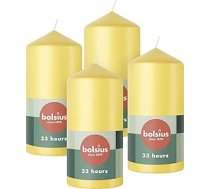 Bolsius gludās sveces - dzeltenas - 4 gabali - 12 x 6 cm - dekoratīvās mājas sveces - degšanas laiks 33 stundas - bez aromāta - satur dabīgo augu vasku - bez palmu eļļas