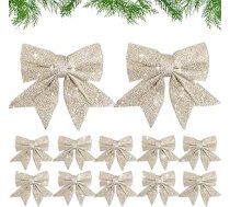 12 Ziemassvētku loku komplekts 12 x 15 cm, 12 x 15 cm, Ziemassvētku eglīšu rotājumi Ziemassvētku eglītei Ziemassvētku vainags Ziemassvētku eglīšu loki (šampanietis)