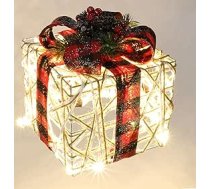 Ziemassvētku skaitlis Gaismas skaitlis LED dāvana ar loku Egles ogu konusi 19 x 15 x 15 cm Dāvanu iepakojums Ziemassvētku dekorēšana Apgaismota gaismas kaste LED dekorēšanas kastes Ziemassvētku dāvanu kastīte Dāvanu iepakojums
