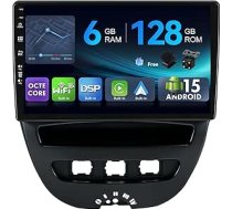 [6G+128G,Octa-Core] - MSD Autoradio für Toyota Aygo/Peugeot 107/Citroen C1 (2005-2014) | Android 15 GPS Radio | CarPlay Android Auto Lenkradsteuerung DSP DAB | Rückfahrkamera MIC | 2 Din 10.1 Zoll