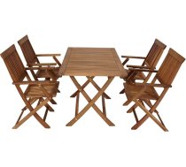 DEGAMO Tobago saliekamais dārza komplekts no akācijas 5 daļām (4 x saliekamie krēsli, 1 x saliekamais galds 70 x 120 cm), FSC® sertificēts