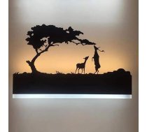 LED iekštelpu sienas lampas, moderns sienas lampas ar dzīvniekiem, 12 W melns naktsgaismas sienas lampas augšup un lejup gaisma iekštelpām dzīvojamā istabā, guļamistabā, priekšnamā, balkonā, silti balta + balta (antilope)