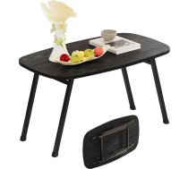 Saliekamais kafijas galdiņš Oval Tea Table Galda galds Dīvāna galds dzīvojamai istabai ar izturīgām metāla kājām, melns