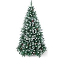 Mākslīgā Ziemassvētku eglīte, 120/150/180/210 cm, ar priežu čiekuriem, sniega efektu un sarkanām ogām, dekori, sniegotiem galiem un mākslīgo egli ar metāla statīvu metāla statīvs.