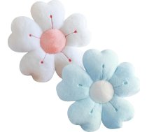 2 ziedu spilveni, ziedu grīdas spilvens, ziedu sēdekļa spilvens, 35 cm ziedu formas spilvens, gudrs ziedu spilvens, ziedlapiņu spilvens, tatami sēdekļa spilvens mājai, dīvānam, automašīnai (zils + balts)