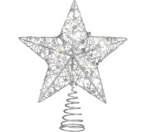 STOBOK Ziemassvētku eglīte Topper Zvaigzne Glitter Lights Ziemassvētku eglīte Topper Lampas Ornaments Puse Mājas Ziemassvētku eglītes rotājums Sudraba 30cm x 25cm
