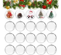 20 plastmasas Ziemassvētku bumbiņu iepakojums, akrila bumbiņas, caurspīdīgas Ziemassvētku bumbiņas pildīšanai, DIY Ziemassvētku eglīšu bumbiņas, Ziemassvētku eglīšu rotājumi, Ziemassvētku amatniecības rotājumi (8 cm)