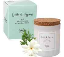 Aromatizēta svece Jasmīns Cedar Wood Svece Stiklā Balts ar korķa vāku un dāvanu iepakojumu Vegan sojas vaska svece Dāvanu svece Ziemassvētku sieviete Liela svece 230 g Degšanas laiks 50 stundas