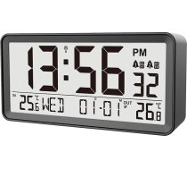 Technoline WT320 augstas kvalitātes radio vadāms modinātājs ar iekštelpu temperatūru un āra temperatūru, fona apgaismojums, 2 modinātāji, melns