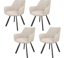 LEWE Dining Room Chairs Set of 4 Rotatable 360° Swivel Chairs, Ergonomic Upholstered Chairs, Kitchen Chairs with Armrest, Metal Legs, Short Pile Fabric for Dining Room, Living Room, Bedroom, Khaki