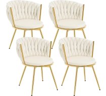 WOLTU EZS84be-4 Dining Room Chairs, Set of 4, Kitchen Chairs, Living Room Chairs, with Metal Frame, Ergonomic, 360° Rotation, for Kitchen, Living Room, Balcony, Velvet Seat, Beige