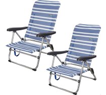 AKTIVE 62258 - Pack of 2 Folding Chairs for Beach, Garden, Patio, Camping, 46.5 x 50 x 85 cm, 5 Positions, Ergonomic Armrests