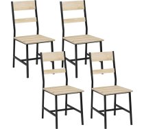 Set of 4 Dining Room Chairs, Kitchen Chairs, Living Room Chairs, with Metal Frame, Ergonomic Chair, for Kitchen, Living Room, Balcony, Industrial Style, Light Oak, K0030EZS-4