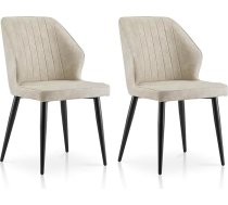 TUKAILAi Dining Room Chairs Set of 2 Beige Faux Leather Kitchen Counter Chairs with Ergonomic Backrest and Metal Legs, Padded Reception Chair for Home, Living Room, Office, Lounge